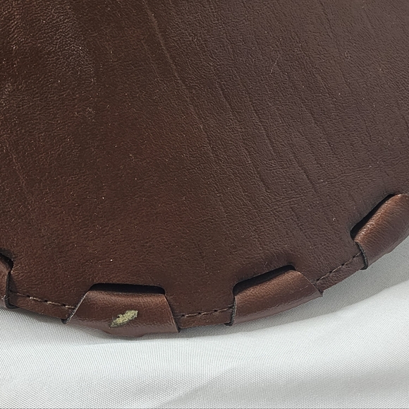 Bohemian Dark Brown Interlocking Leather Handbag Retro Basket Weave Bucket Bag - Picture 13 of 13